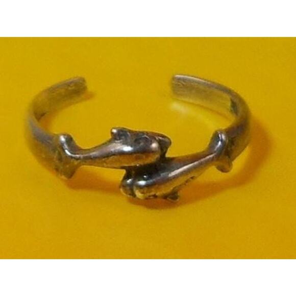 Vintage Sterling Silver Dolphins Lovers Toe Ring Handcrafted New Old Stock - Picture 1 of 10